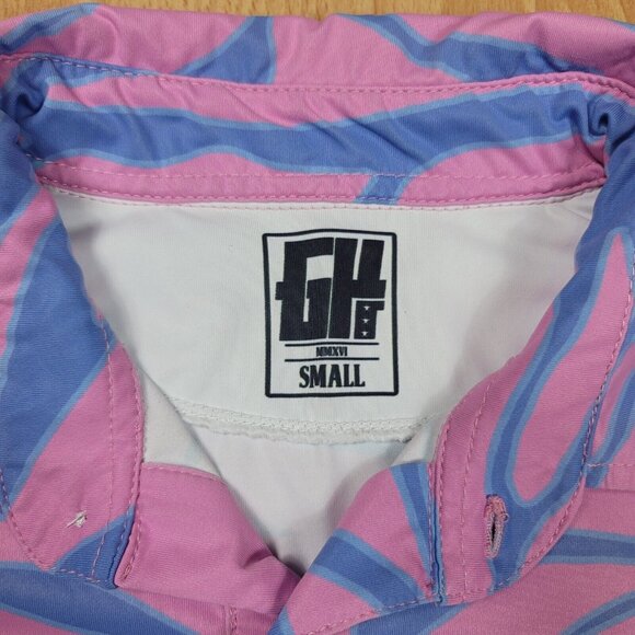 Greater Half GH Polo Shirt‎ Size Small Tiger Retro Wave Print Performance Golf - Picture 3 of 8